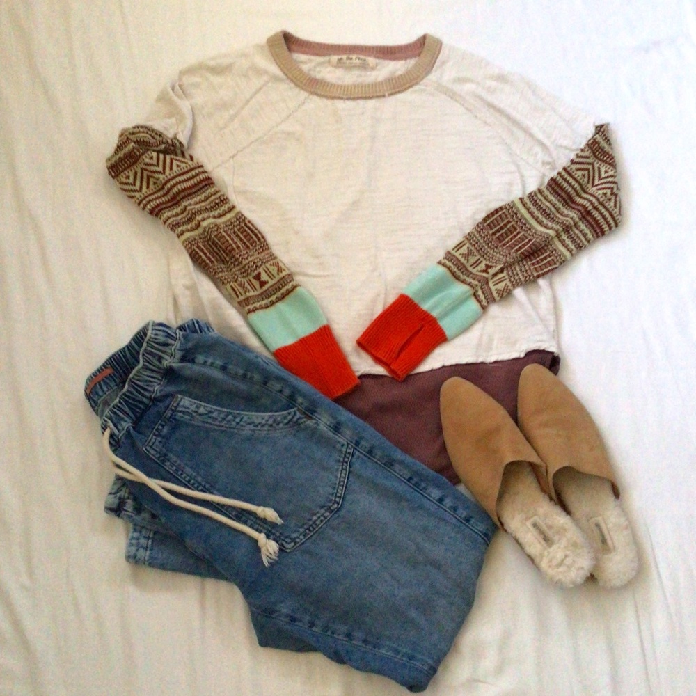 Free People We The Free Mixed Sleeve Tunic Sz XS